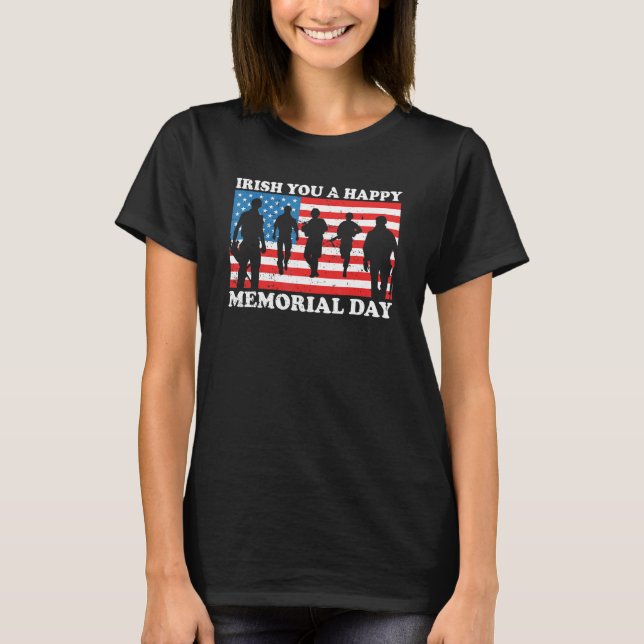 Irish You A Happy Memorial Day Green C leaf T-Shirt (Front)