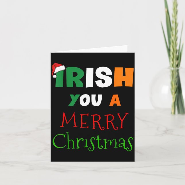 Irish You A Merry Christmas Ireland Flag Xmas Hat  Card (Front)