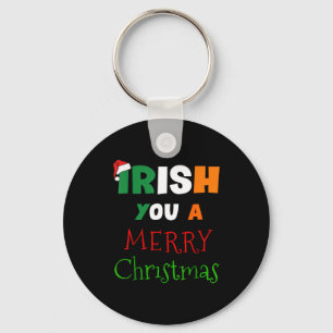 Irish You A Merry Christmas Ireland Flag Xmas Hat  Key Ring
