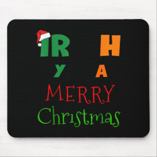 Irish You A Merry Christmas Ireland Flag Xmas Hat Mouse Pad