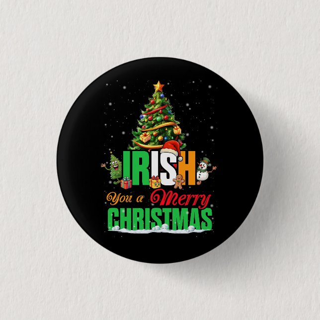 Irish You A Merry Christmas Santa Irish Flag Chris 3 Cm Round Badge (Front)