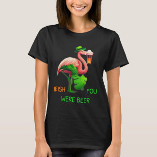 Irish You Were Beer Flamingo Shamrock For St Patri T-Shirt