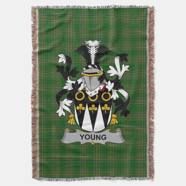  Irish Young Coat of Arms Family Crest Ireland Throw Blanket (Front Vertical)