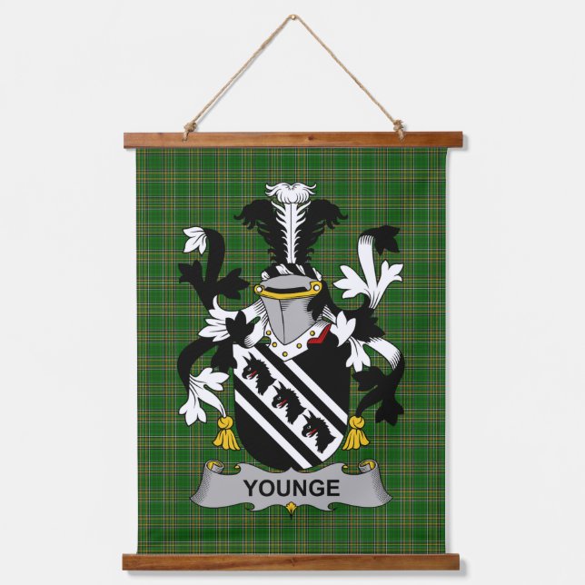 Irish Younge Coat of Arms Family Crest Hanging Tapestry (Front)