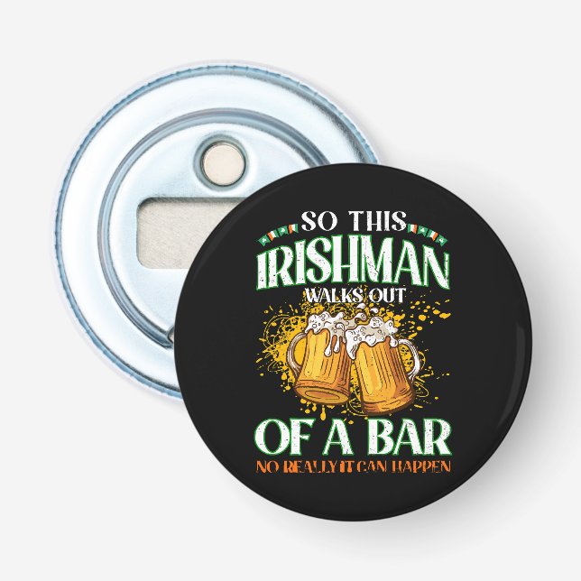 Irishman Drinking Beer St. Patrick's Day Bottle Opener (Front)
