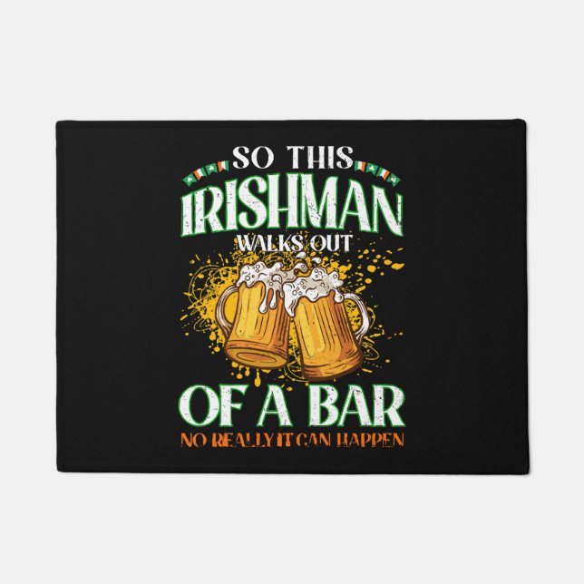 Irishman Drinking Beer St. Patrick's Day Doormat (Front)