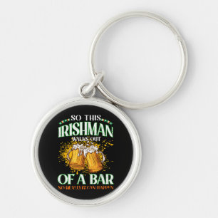 Irishman Drinking Beer St. Patrick's Day Key Ring