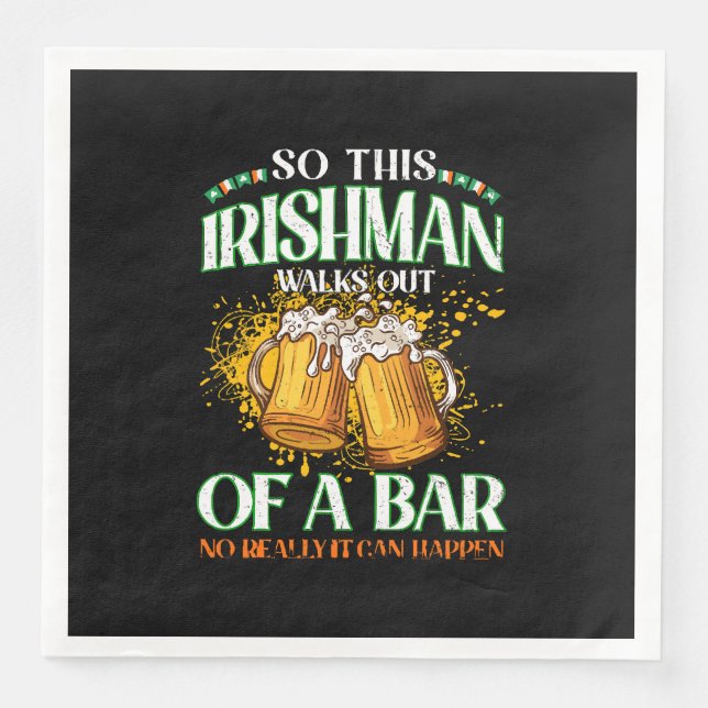 Irishman Drinking Beer St. Patrick's Day Napkin (Front)