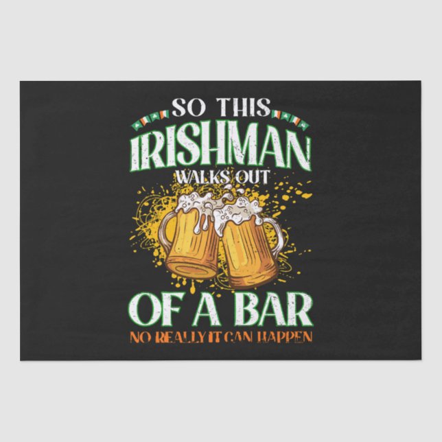 Irishman Drinking Beer St. Patrick's Day Tissue Paper (Front)