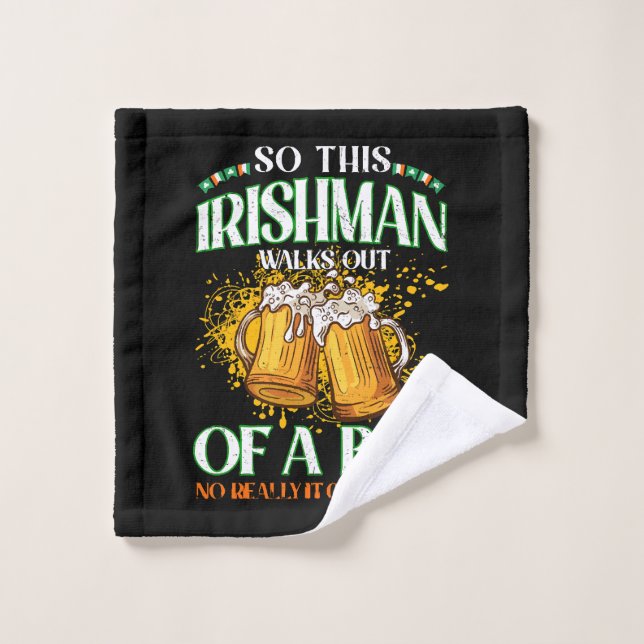 Irishman Drinking Beer St. Patrick's Day Wash Cloth (Wash Cloth)