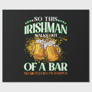 Irishman Drinking Beer St. Patrick's Day Wrapping Paper