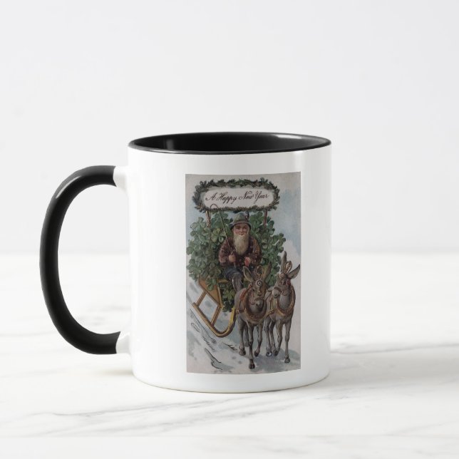Irishman Driving Sleigh of Shamrocks Mug (Left)