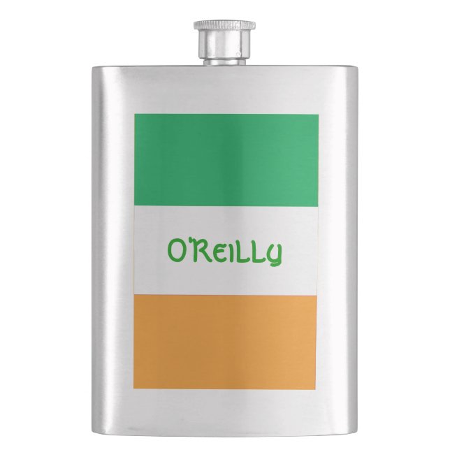 Irishman Ireland Flag Family Name St Paddys Irish Hip Flask (Front)