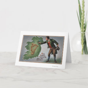 Irishman Offering Shamrocks to Ireland Card
