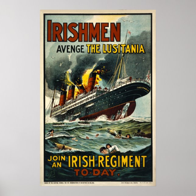 Irishmen Avenge the Lusitania Vintage Poster (Front)