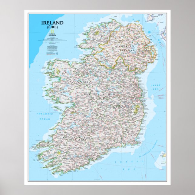 " Irland: 2011/heute - Detaillierte Landkarte ...  Poster (Front)
