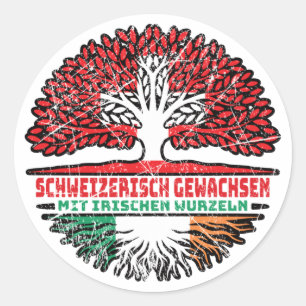Irland Irisch Schweiz Baum Wurzel und Schweizer Sc Classic Round Sticker