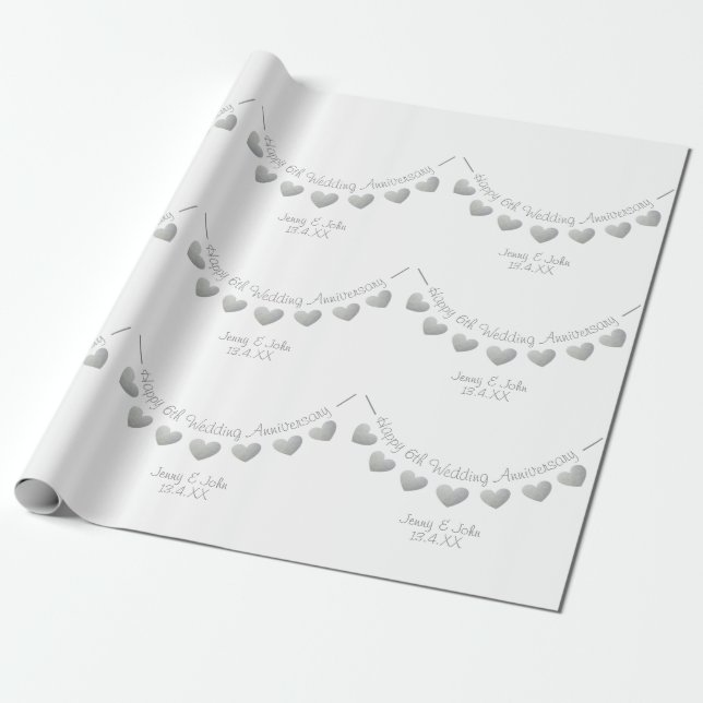 Iron 6th wedding anniversary bunting design wrapping paper (Unrolled)