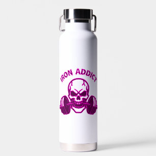 Iron Addict - Skull Bodybuilding and Weightlifting Water Bottle