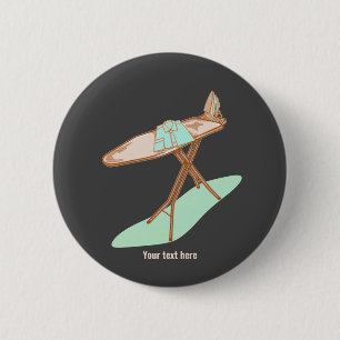 Iron and ironing board household chores 6 cm round badge