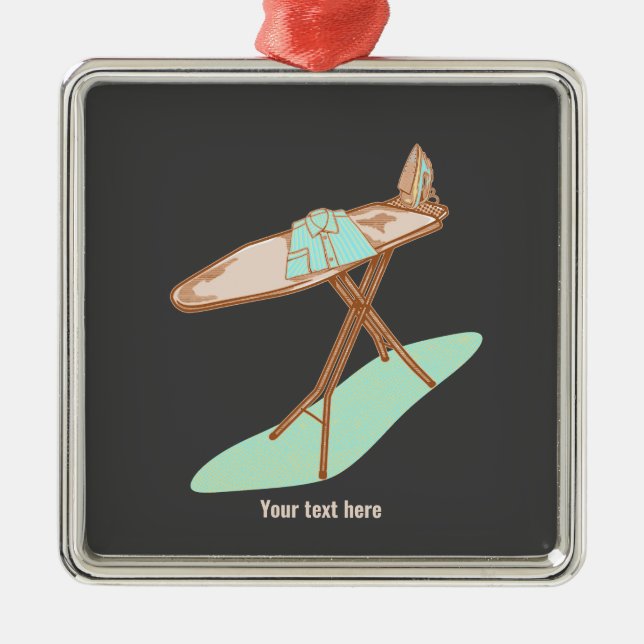 Iron and ironing board household chores metal ornament (Front)