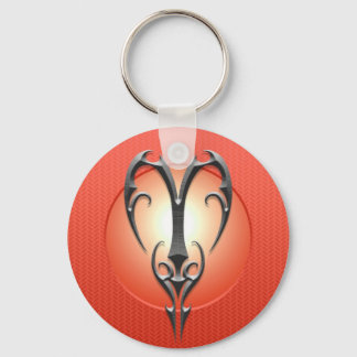 Iron Aries Symbol, red Key Ring