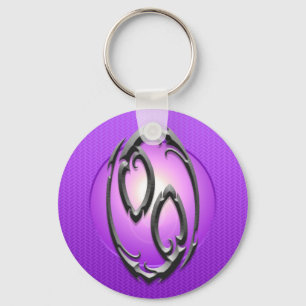 Iron Cancer Symbol, purple Key Ring