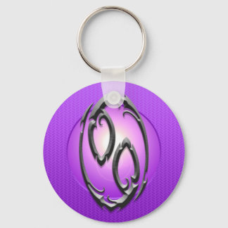 Iron Cancer Symbol, purple Key Ring