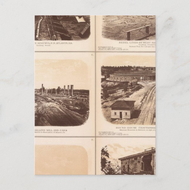 Iron clads, Engine Hero, rebel lines, buildings Postcard (Front)