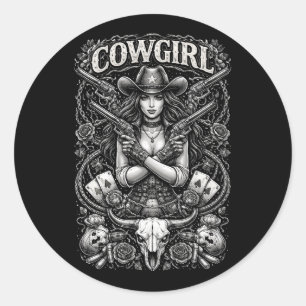 Iron Cowgirl Classic Round Sticker
