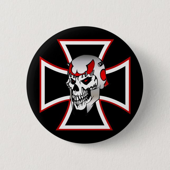 Iron Cross Skull pinback button (Front)