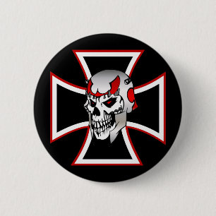 Iron Cross Skull pinback button
