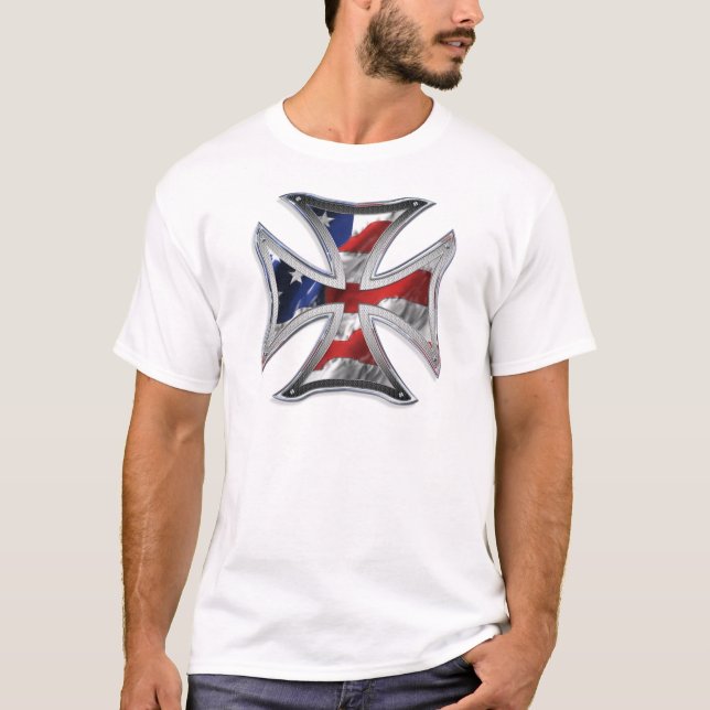 Iron Cross w/ American Flag T-Shirt (Front)