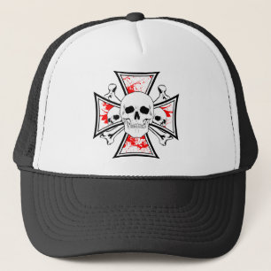 Iron Cross with Skulls and Cross Bones Trucker Hat