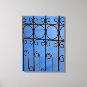 Iron gate pattern in blue, Cuba Canvas Print