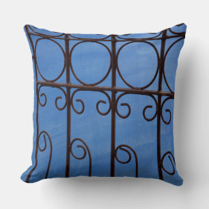 Iron gate pattern in blue, Cuba Cushion