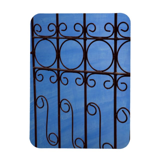 Iron gate pattern in blue, Cuba Magnet (Vertical)
