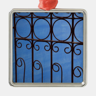 Iron gate pattern in blue, Cuba Metal Tree Decoration