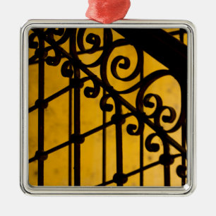 Iron gate pattern in yellow, Cuba Metal Ornament