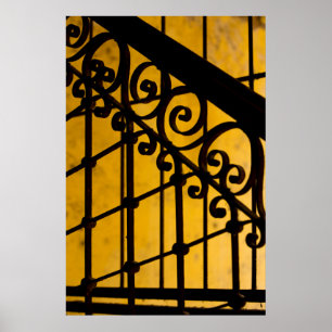 Iron gate pattern in yellow, Cuba Poster