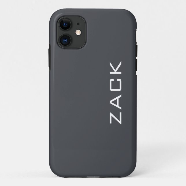 Iron Grey Solid Colour | Minimalist Name Case-Mate iPhone Case (Back)
