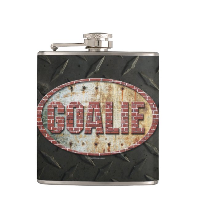 Iron Hockey Goalie Hip Flask (Front)