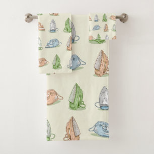 Iron Ironing Laundry patten Bath Towel Set