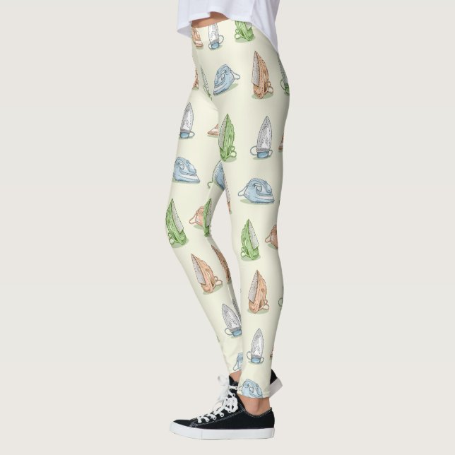 Iron Ironing Laundry patten Leggings (Left)