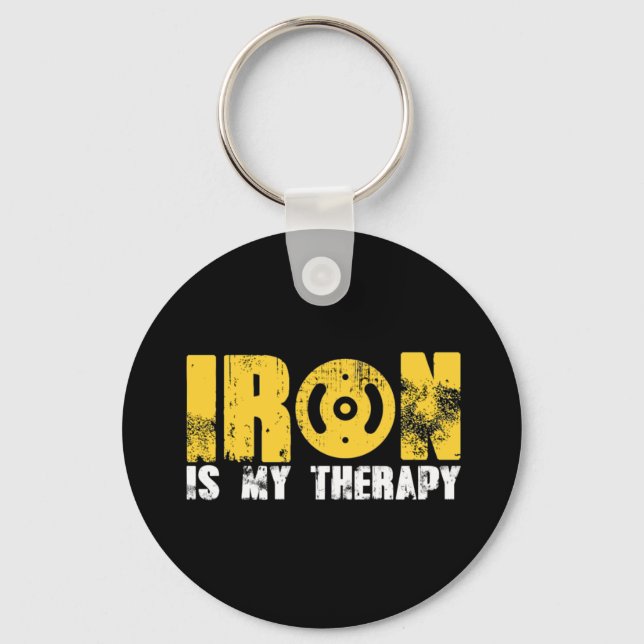 Iron is My Therapy Gym  Key Ring (Front)