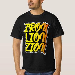 Iron Lion Zion Graffiti Style Typography Reggae T-Shirt