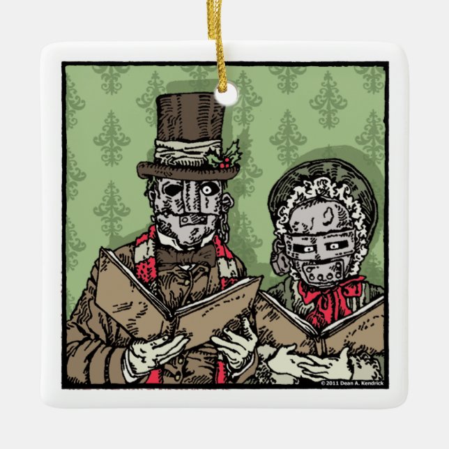 Iron Mask Carolers - Pop Goth Holiday Ceramic Ornament (Front)