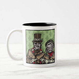 Iron Mask Carolers - Pop Goth Holiday Surreal Two-Tone Coffee Mug
