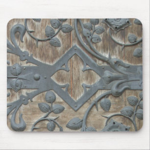 Iron Mediaeval Lock on Wooden Door Mouse Pad