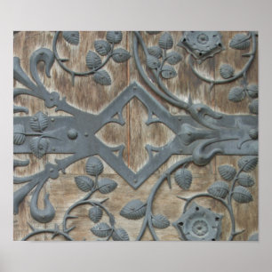 Iron Mediaeval Lock on Wooden Door Poster